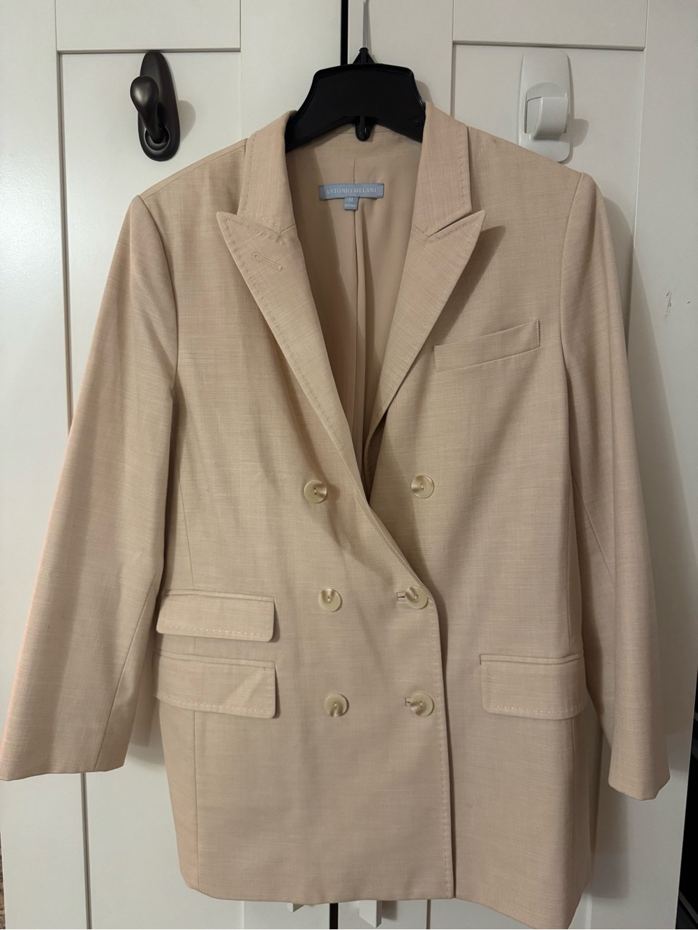 Antonio Melani Double-Breasted Beige Blazer Jacket
